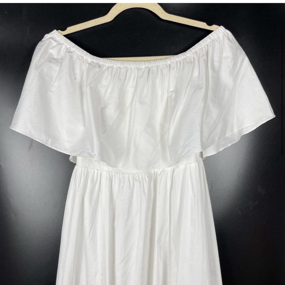 Reformation White Off-Shoulder Midi Dress - Picture 4 of 8